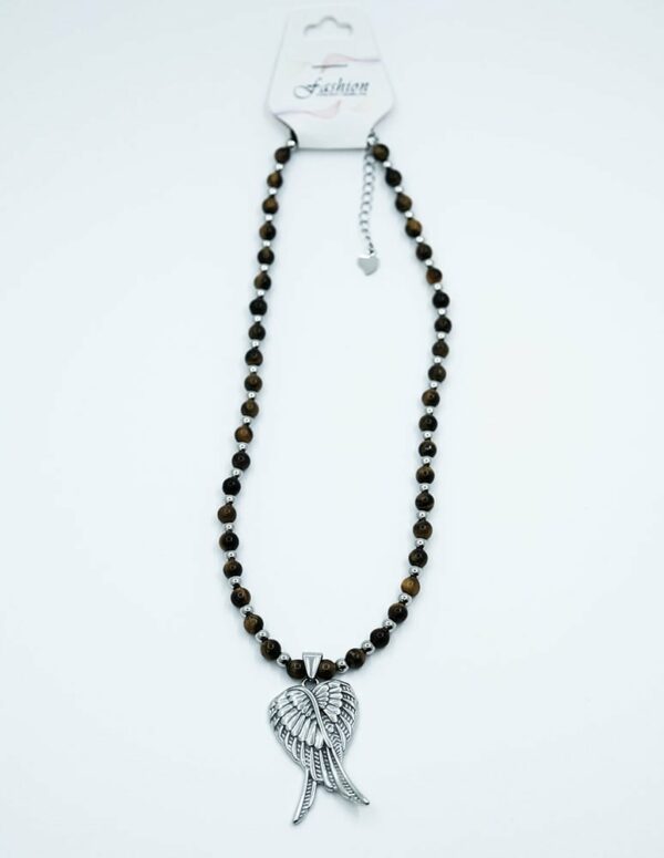 Necklace Steel Tiger Eye Wings