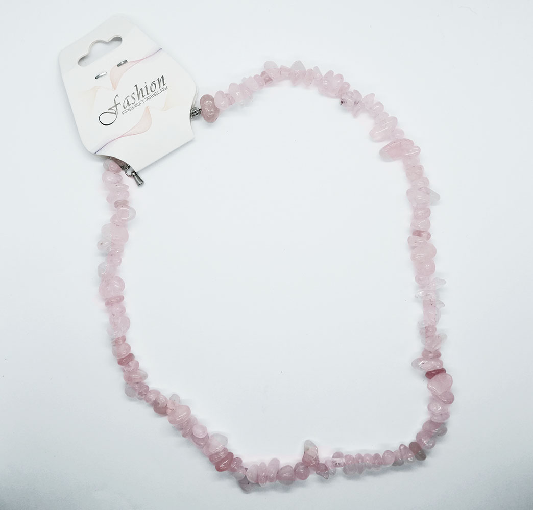 Necklace Chip Stone Rose Quartz