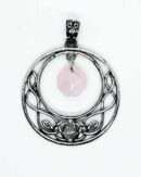 Pendant Circle Faceted Rose Qz