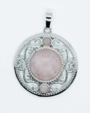 Pendant Round Lacy Rose Quartz