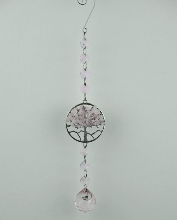 Suncatcher Tree of Life Rose Quartz Chips