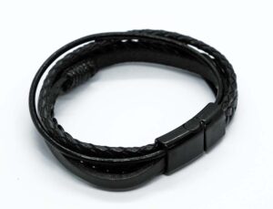 Bracelet Leather Braided Black
