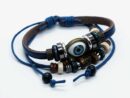 Bracelet Leather Evil Eye Blue