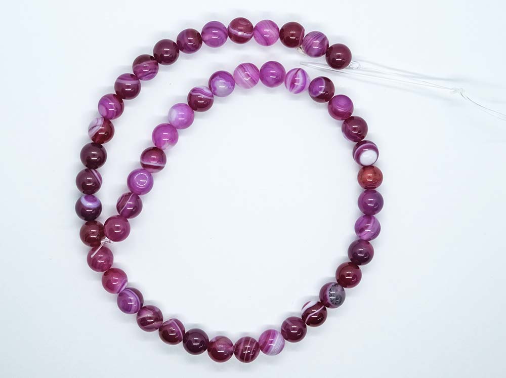 String Bead 8mm Agate Pink