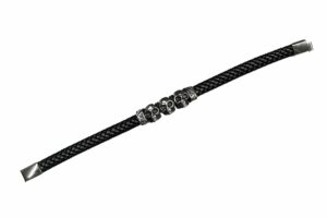 Bracelet Leather Steel Skulls