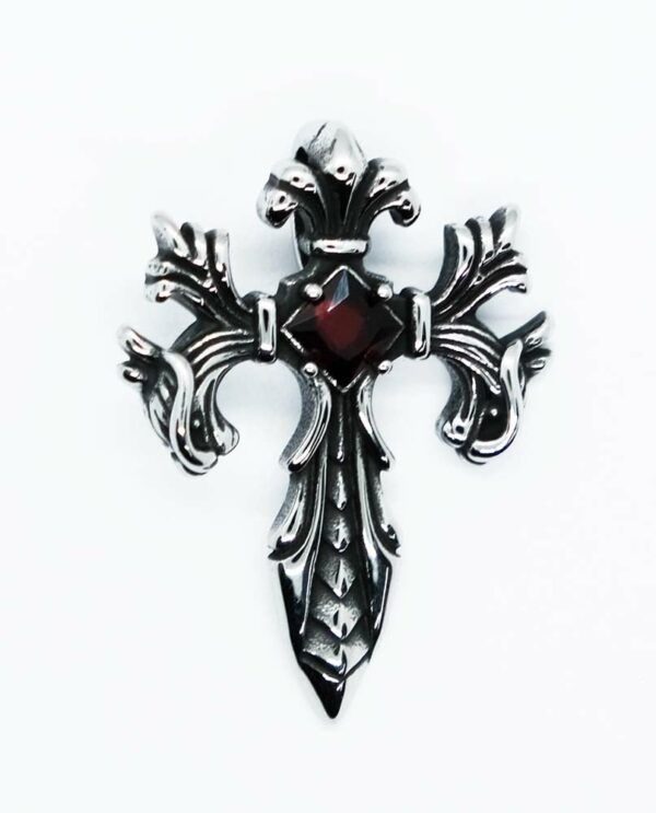 Pendant Cross Red CZ