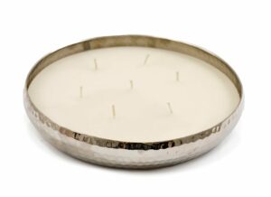 Candle in Hammered Holder Silver