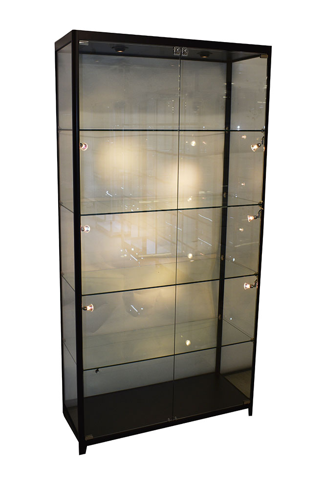 Glass Cabinet 1000X400X1980mm 4 Shelves Halogen Bulb Lighting Code 99780