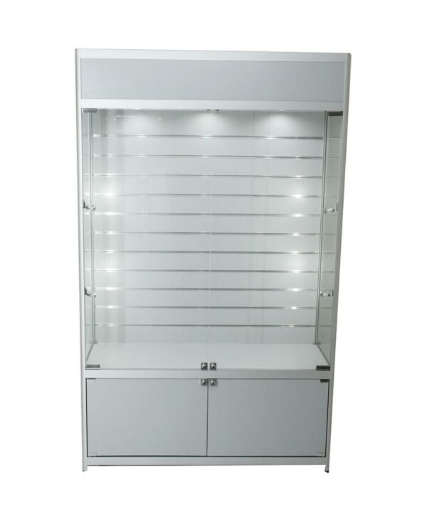 Glass Cabinet 1200X400X1980mm Slat Wall Led Bulb Lighting Code 99950