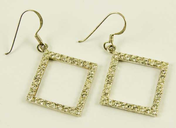 EARRING SILVER SQUARE LARGE