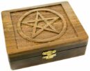 Box Wooden Carved Pentagram 4X5 Inch