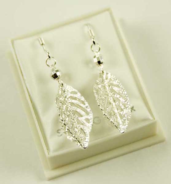 Silver Earring Leaf Drop