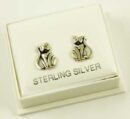 Silver Earring Stud Cat L1cm