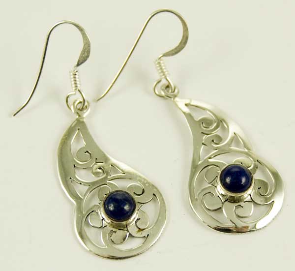 Silver Earring Lapis Cab