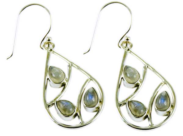 Silver Earring Moonstone Drop