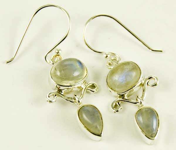 Silver Earring Moonstone Stone