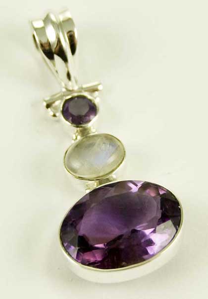 Silver Pendant Triple Stone