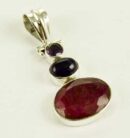 Silver Pendant Triple Stone