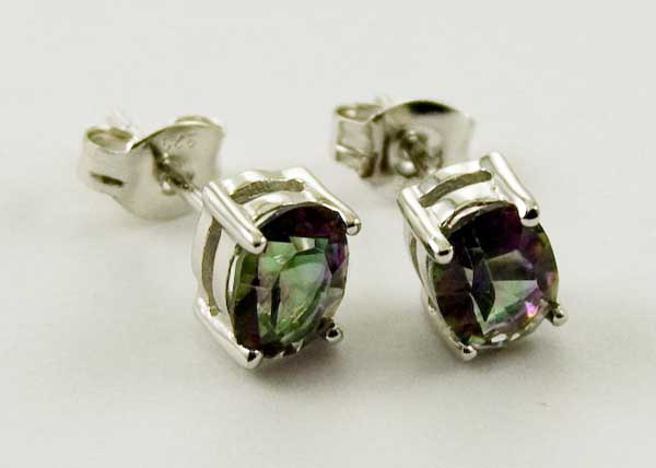 Earring Silver Stud Mystic Quartz