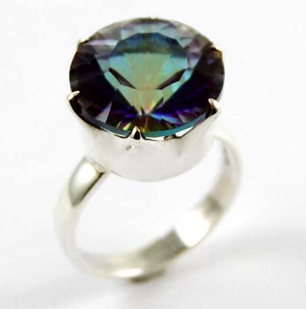 Earring Circle Stone Claw Inset Mystic Topaz Purple