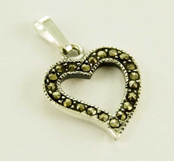 Pendant Marcasite Heart 25x15mm