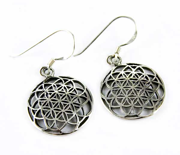 Silver Earring Flower Of Life