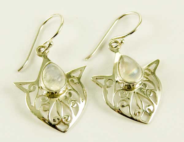 Silver Earring Rainbow Stone