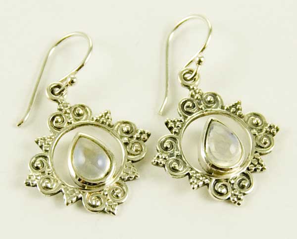 Silver Earring Rainbow Stone