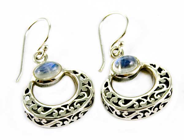 Silver Earring Rainbow Stone