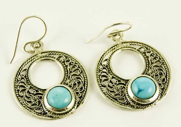 Silver Earring Turquoise Stone