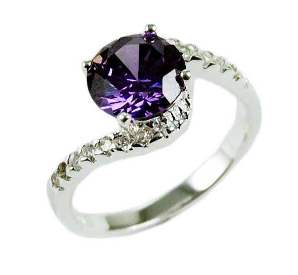 Silver Ring Circle Amethyst