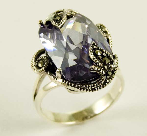 Silver Ring Rectangle Amethyst