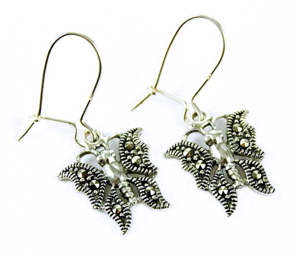Silver Earring Marcasite Butterfly