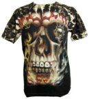 T-Shirt Large Flaming Skull