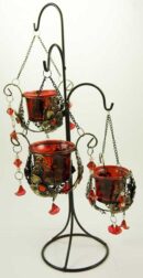 Candle Holder Triple Red