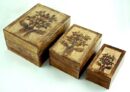 Box Wood Tree Design Set Of 3
