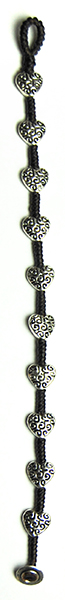 Bracelet Black Cord Hearts