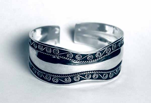 Silver Bangle With Swirls