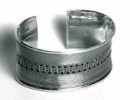 Silver Bangle Wide Ribbed