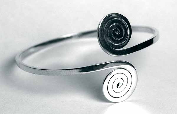 Silver Bangle Double Swirl