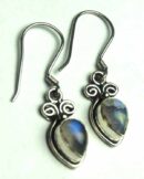Silver Earring Moonstone Drop