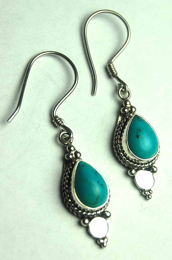 Silver Earring Turquoise Drop