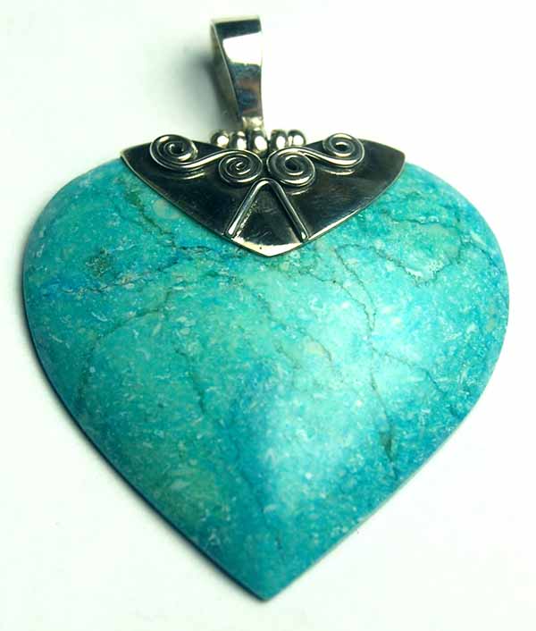 Silver Pendant Heart Turquoise