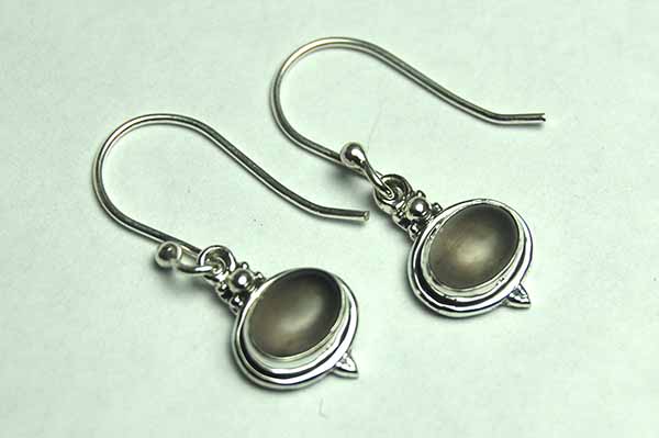 Silver Earring Oval Rose Quartz