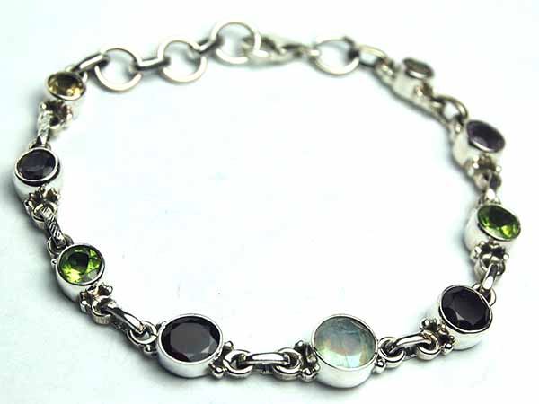 Silver Bracelet Multi Stones