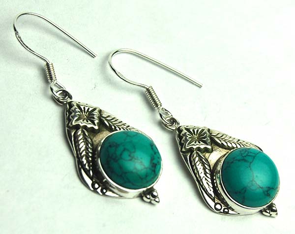 Silver Earring Turquoise Drop