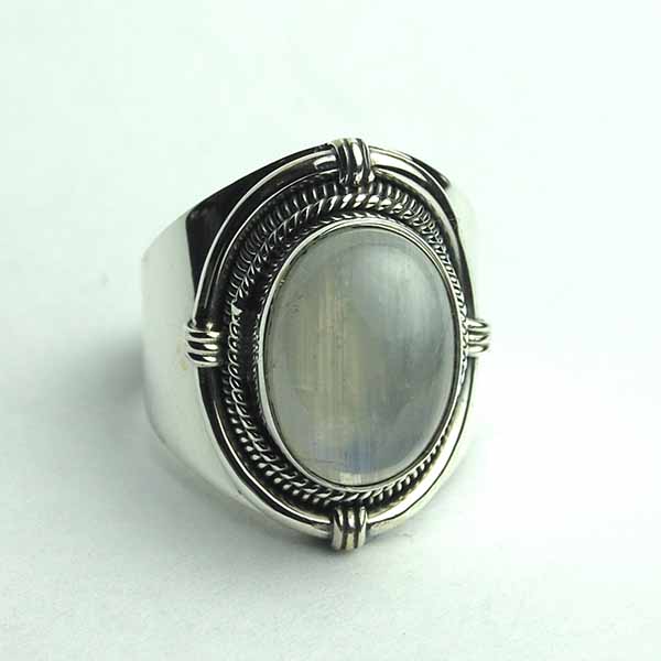 Silver Ring Oval Rainbow