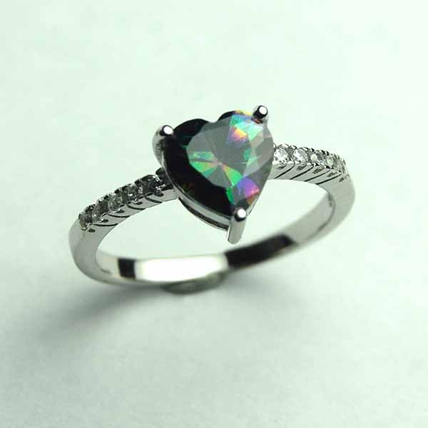 Silver Ring Mystic Quartz Heart