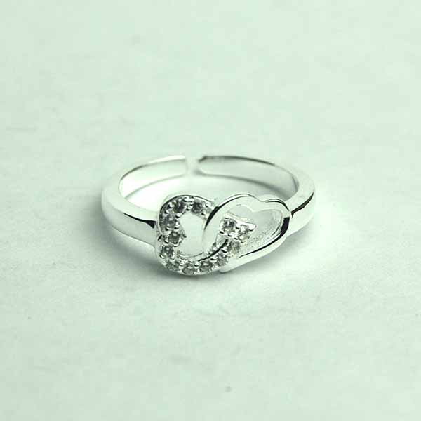 Silver Ring Double Heart