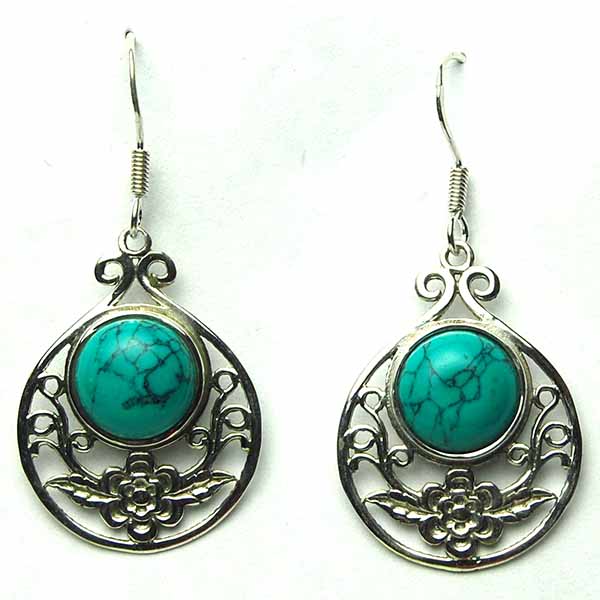 Silver Earring Turquoise Circle